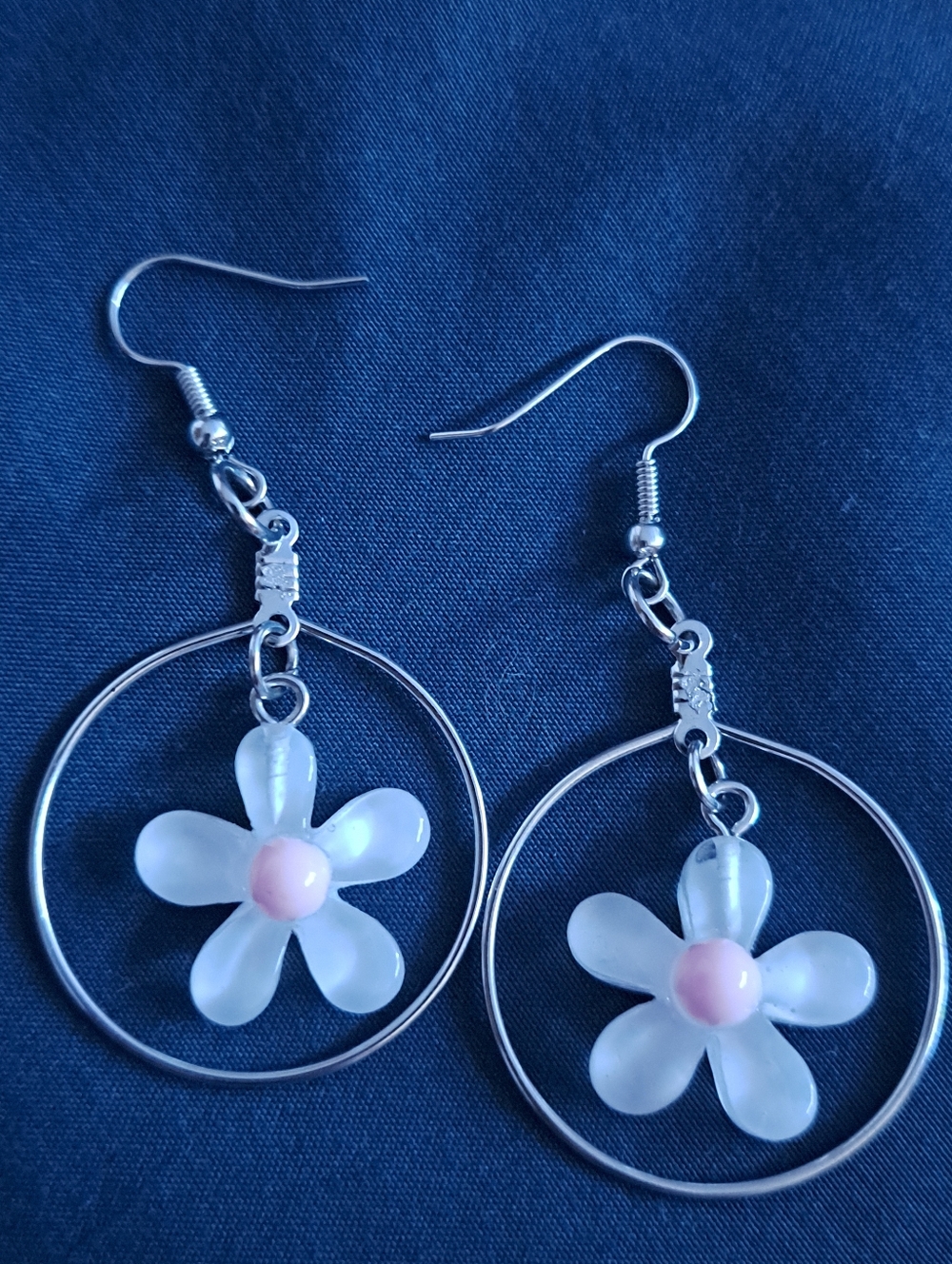 Blue And Pink Flower Earrings